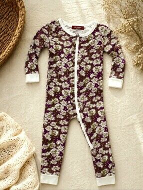 MILKBARN Bamboo Zip Sleeper 12-18M Purple Botanical Floral Pajamas Bamboo